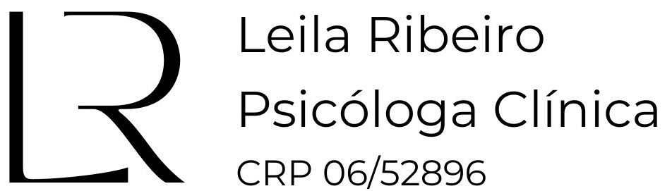Logo da Psicóloga Leila Ribeiro com iniciais LR e informações profissionais CRP 06/52896